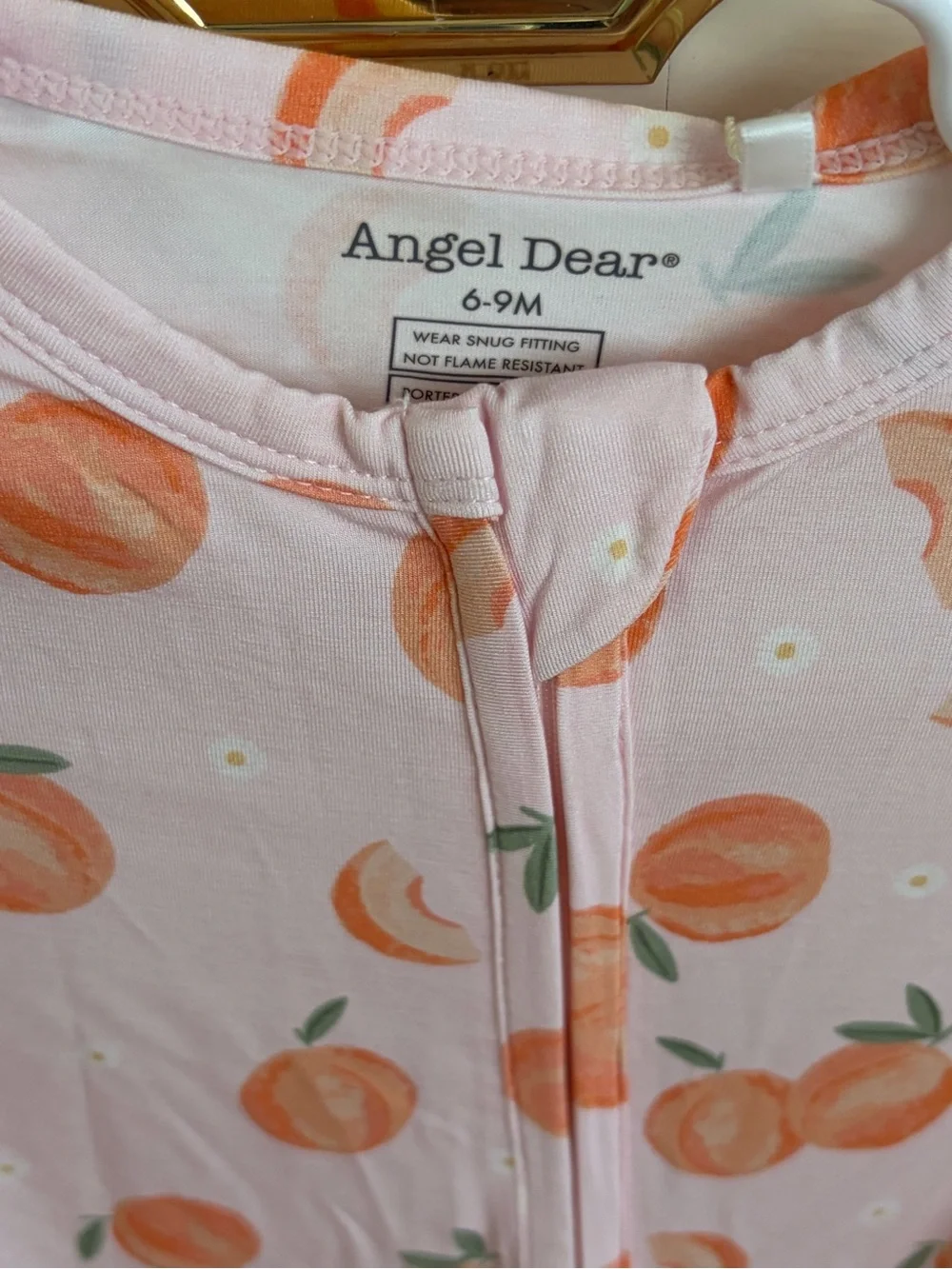 NWT Angel Dear Bamboo Peach Print Ruffle Back Footie Pajama Size 6-9M